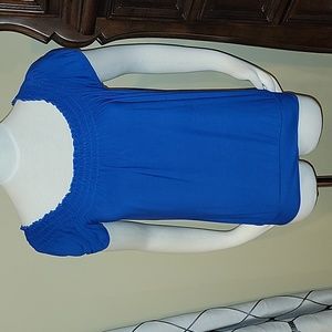 🦋 Blue Cap Sleeve Carol Rose Top, Size Small